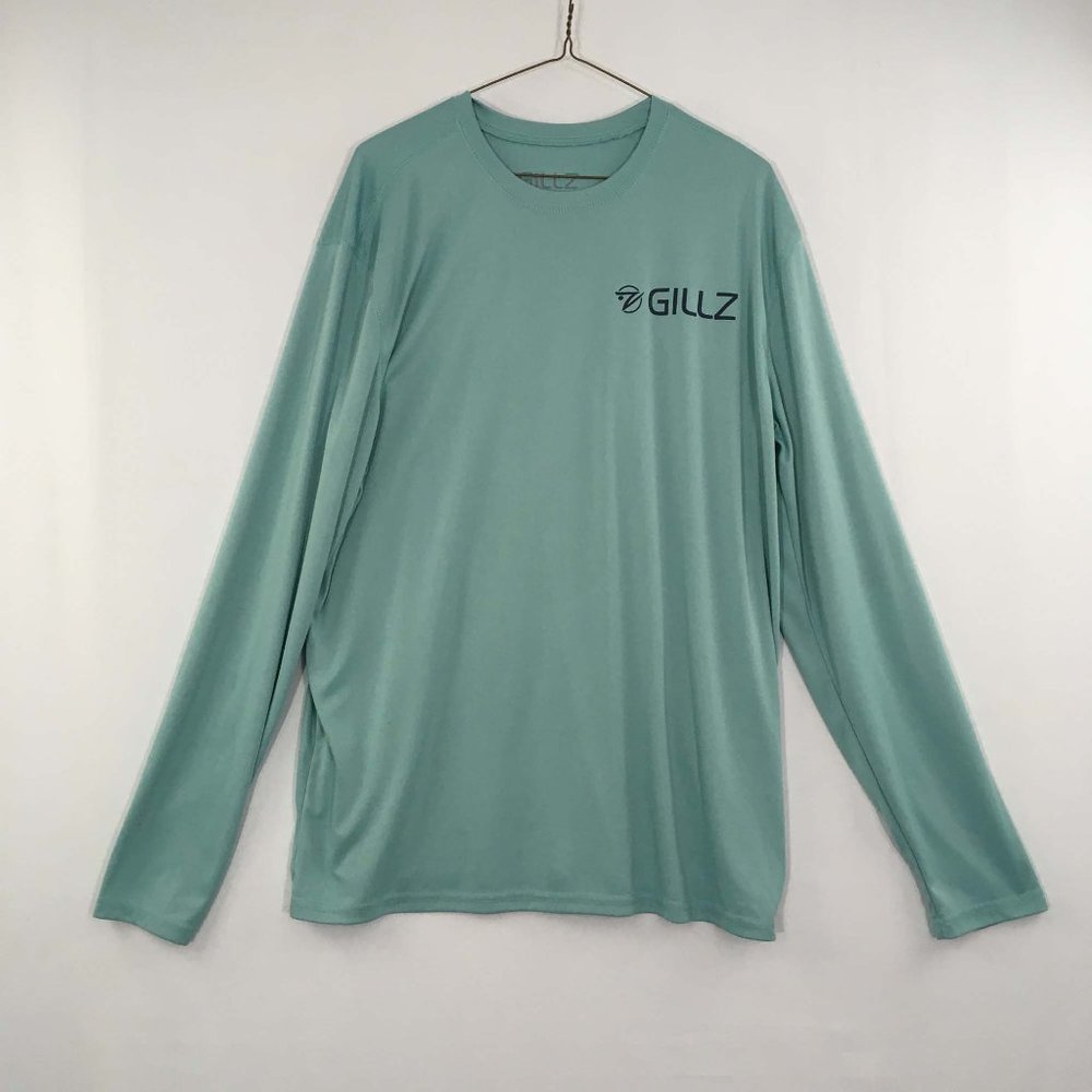 Gillz Mens Light Green Long Sleeve Pullover Shirt, Performance Fishing XL